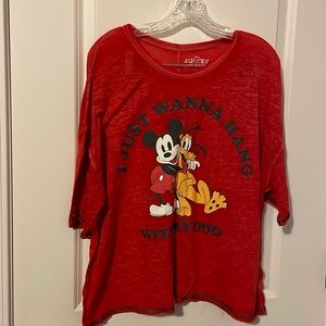 Red Mickey and Pluto pajama top